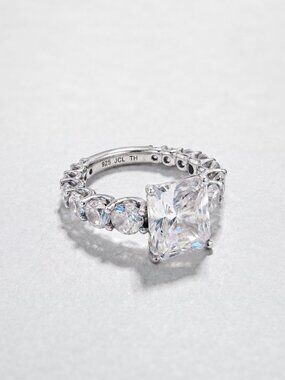 Platinum Clad® Signed 925 Sterling Silver Cushion Cut CZ Engagement Ring Size 4